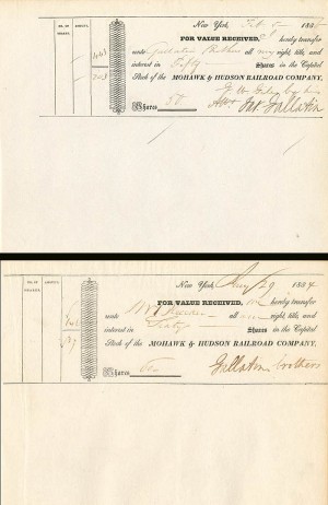 Pair of Mohawk and Hudson Railroad signed by James Gallatin